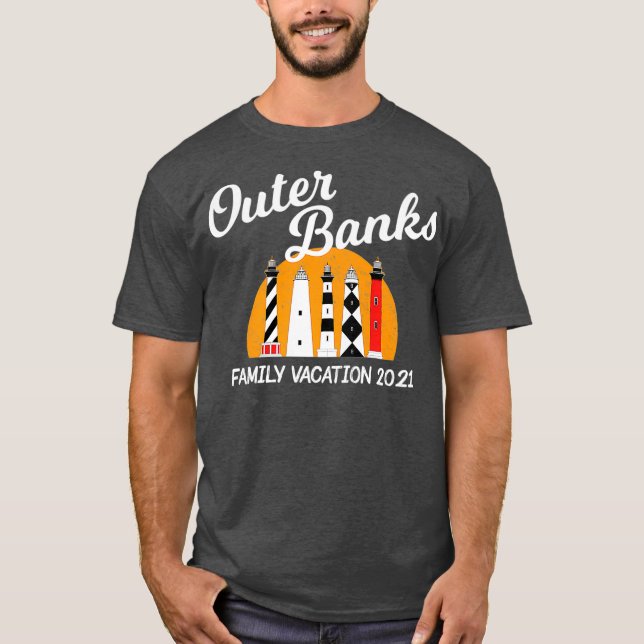 T-shirt Phare de Caroline du Nord Banques extérieures Fami (Devant)