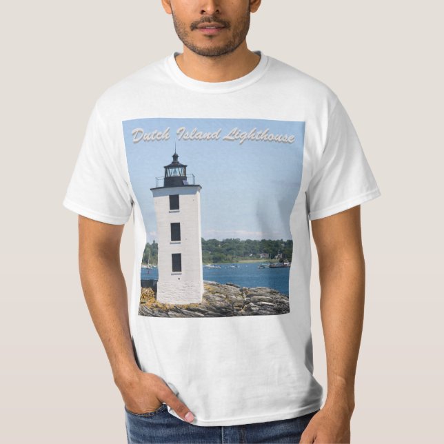 T-shirt Phare des îles néerlandaises (avec texte) (Devant)