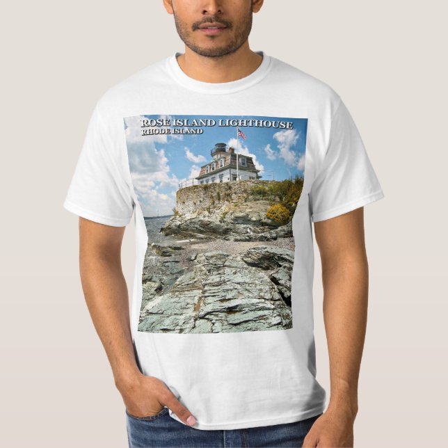 T-shirt Phare rose d'île, Île de Rhode (Devant)
