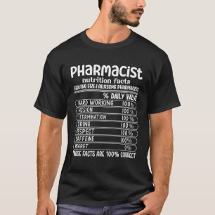 T-shirt Pharmaciste Technicien Nutrition Facts Pharmacie T