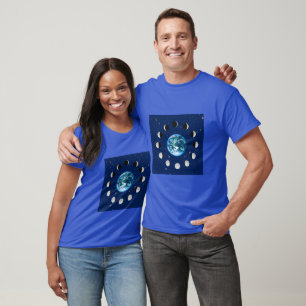 T-shirt Phases Terre et Lune, sur un Arrière - plan des ét