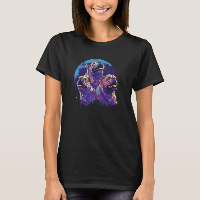 T-shirt Phenomenal Howling English Bulldog Pack Retro Awes (Devant)
