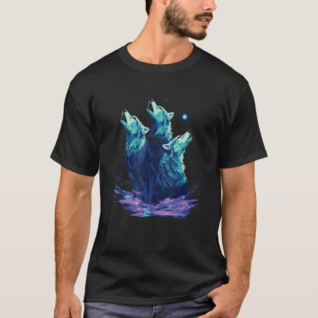 T-shirt Phenomenal Howling Wolves Wolf Pack Retro Awesomen (Devant)