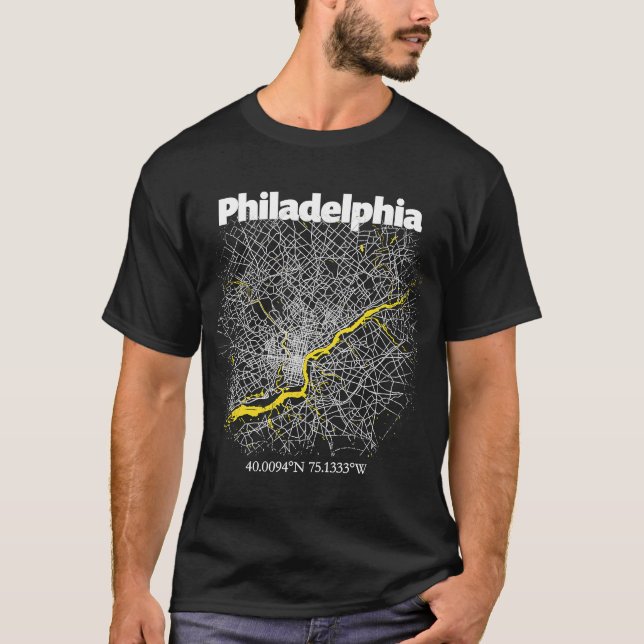 T-shirt Philadelphia Pennsylvania Street Map Hometown Prid (Devant)