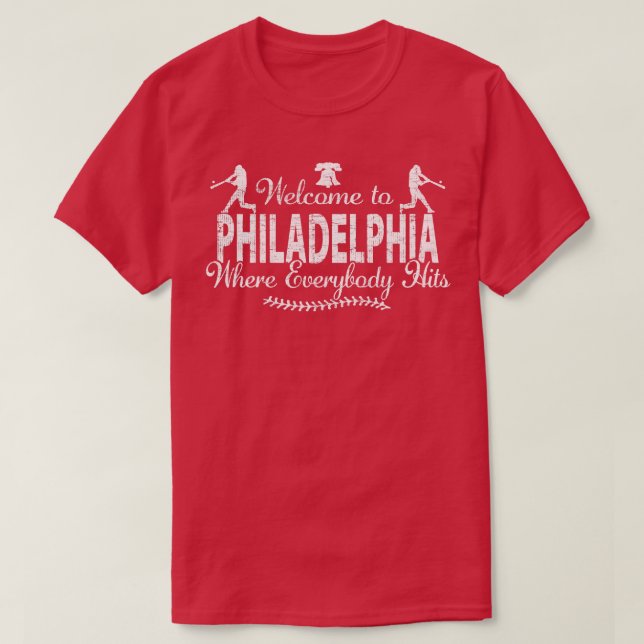 T-SHIRT PHILADELPHIE BASEBALL PHILLY OÙ TOUT LE MONDE TOUC (Design devant)