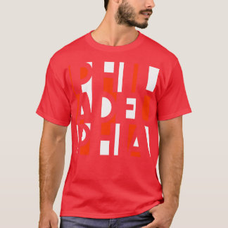 T-SHIRT PHILADELPHIE ORANGE ET MOT NOIR ART PHILLY FAN
