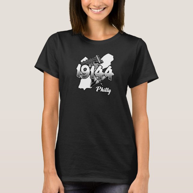 T-shirt Philadelphie Silhouette avec Zip Code 19144 et Li (Devant)