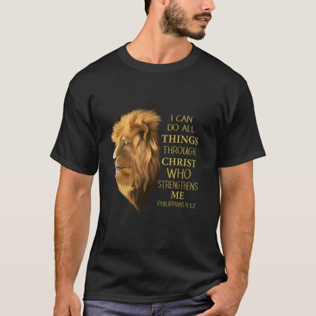 T-shirt Philippians 4 13 Religious Lion Verses Funny Chris (Devant)