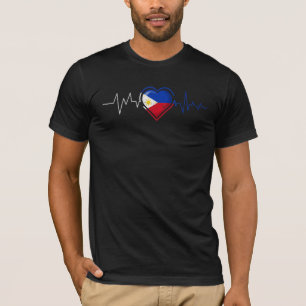 T-shirt Philippins Hearbeat Philippines Drapeau Hommes Fem