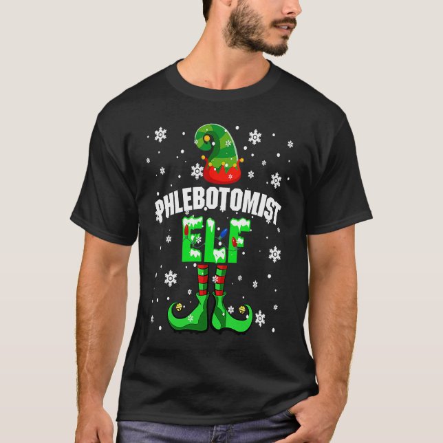 T-shirt Phlebotomist Elf Christmas Elf Costume Matching Fa (Devant)