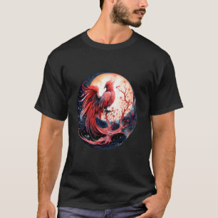 T-shirt Phoenix Moon Fire Phoenix Bird Sakura Tree Mythica
