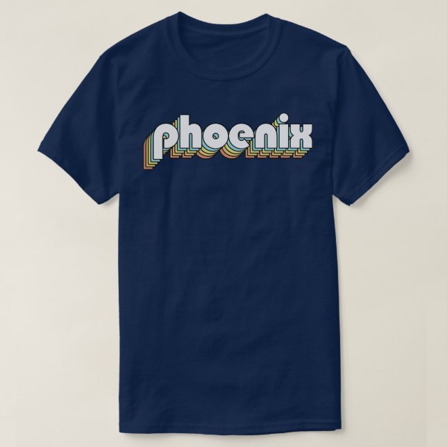 T-shirt Phoenix Retro Typographie Arc-en-ciel style défraî (Design devant)