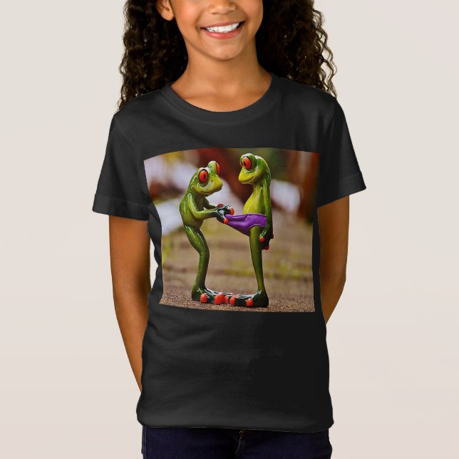 T-Shirt Photo amusante d'une grenouille regardant les sous (Devant)