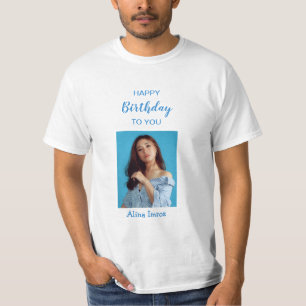 T-shirt photo Blue Elegant Joyeux Anniversaire