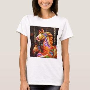 T-shirt Photo carré - Chevaux de jogging 02