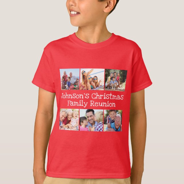 T-shirt Photo Collage Famille de Noël Retrouvailles Enfant (Devant)