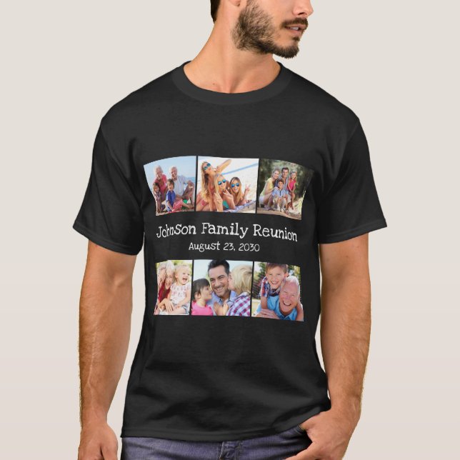 T-shirt Photo Collage Famille Réunion Date personnalisée (Devant)