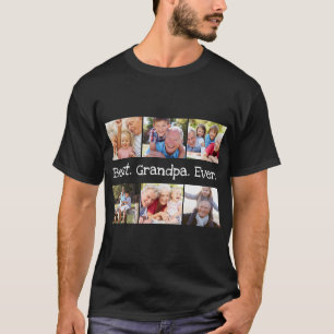 T-shirt Photo Collage Meilleur Grand-Père Jamais Noir Bla