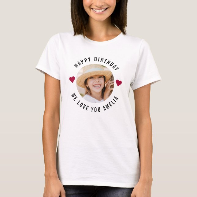 T-shirt Photo d'anniversaire joyeuse Coeurs modernes chic  (Devant)
