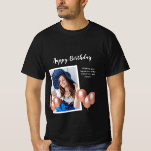 T-shirt photo d'anniversaire noir et blanc