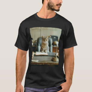 T-shirt Photo de chat de bureau vintage années 70 au trava