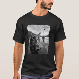 T-shirt Photo de chat drôle selfie dinosaure monstre du la