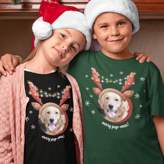 T-shirt Photo de chien avec Reindeer Antler Casquette Joye (Créateur téléchargé)