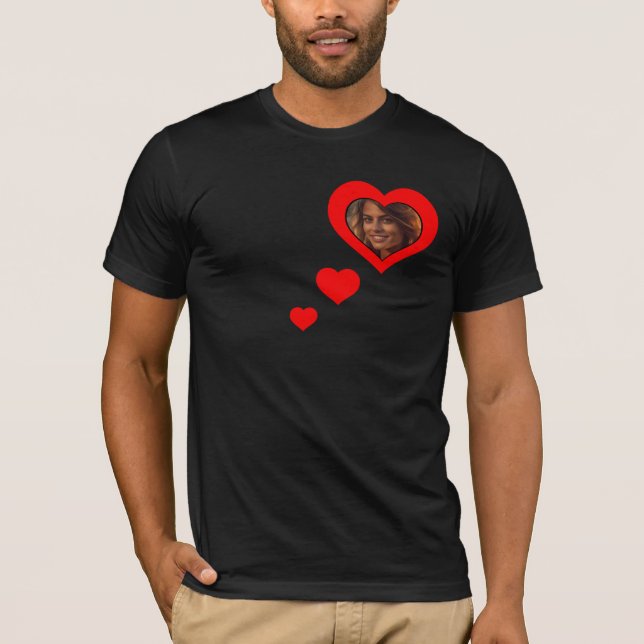T-shirt Photo de coeur personnalisée J'aime ma petite amie (Devant)