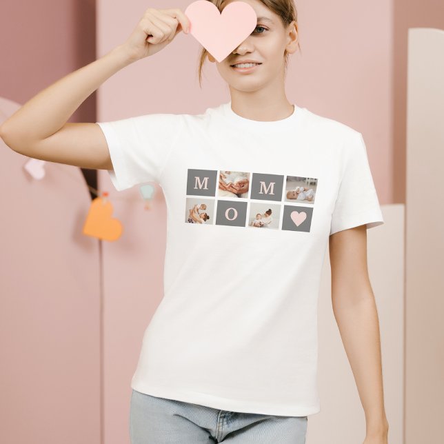 T-shirt Photo de collection moderne Best Mom Pink & Grey C (Créateur téléchargé)