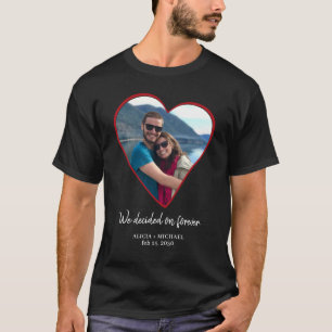 T-shirt Photo de couple cœur personnalisé pour fiançailles
