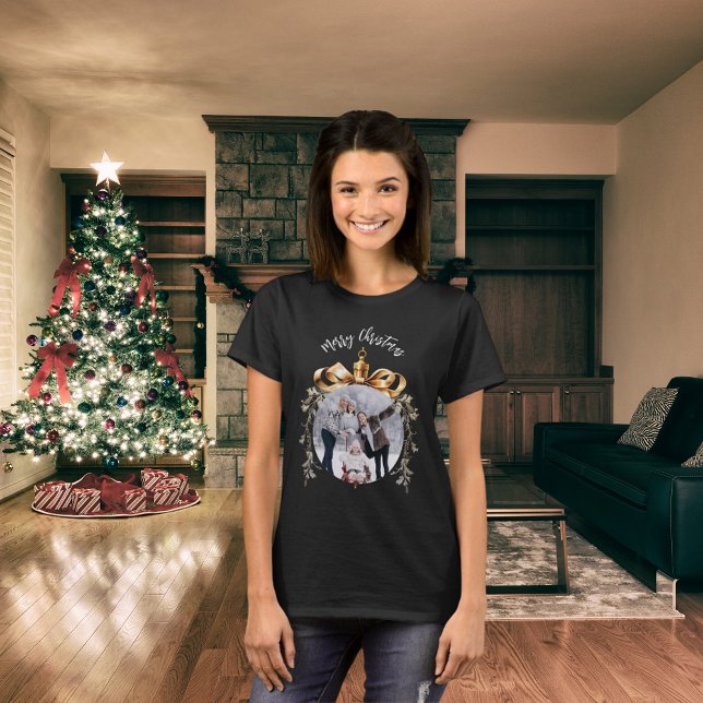 T-shirt Photo de famille de Noël en or noir Bauble (Créateur téléchargé)