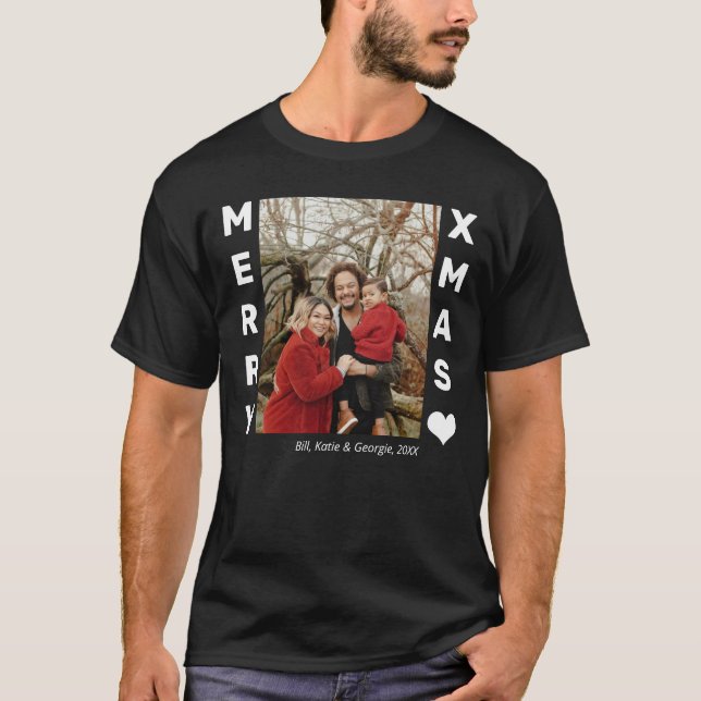 T-shirt Photo de famille personnalisée Noël (Devant)