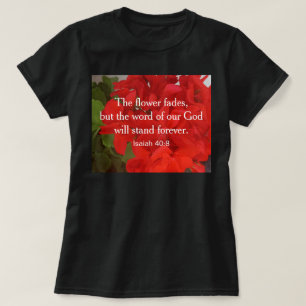 T-shirt Photo de fleurs rouges vives avec verset biblique 