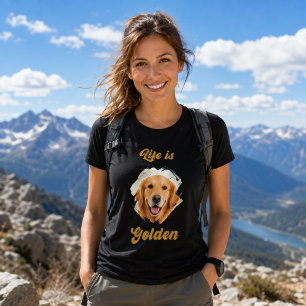 T-shirt Photo de Golden Retriever La vie est en or