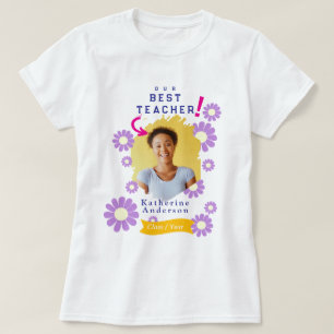 T-shirt Photo de la meilleure enseignante Daisy blanc
