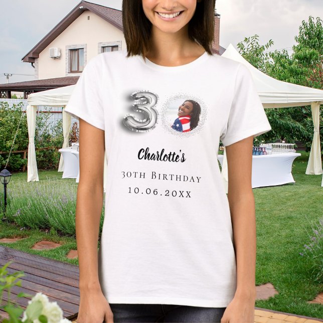 T-shirt photo en argent du 30e anniversaire (Créateur téléchargé)