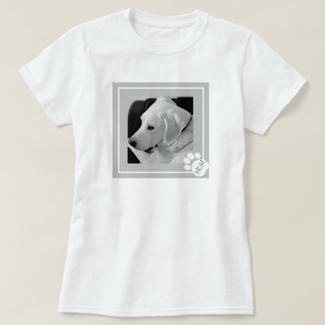 T-shirt Photo en noir et blanc de mignonette Chien Maman P (Design devant)
