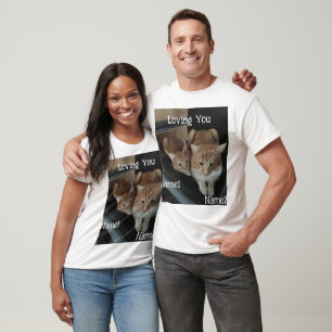 T-shirt Photo Et Noms De Deux Chats, Personnalisable, Text