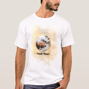 T-shirt photo et texte jaune personnalisé