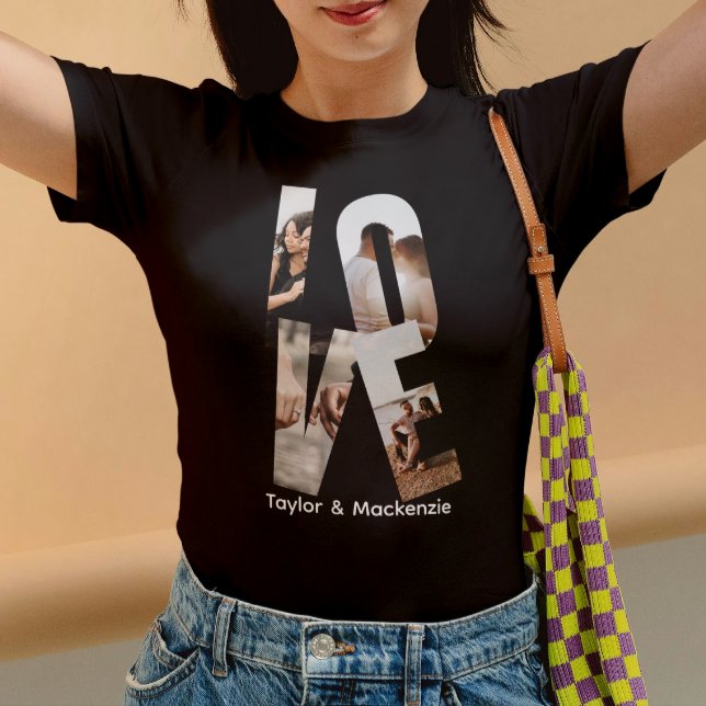 T-shirt Photo Et Texte Personnalisés AMOUR Personnalisé (Custom Photo And Text Personalized LOVE T-Shirt by Ricaso. Add 4 photographs make your own.
)