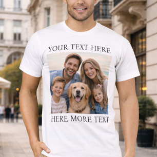 T-shirt Photo et texte personnalisés ou nom élégant Serif