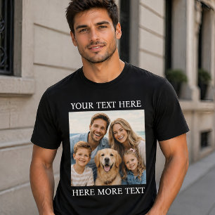 T-shirt Photo et texte personnalisés ou nom élégant serif