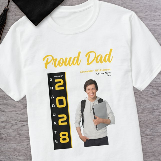 T-shirt Photo Gold Black Graduation moderne Papa Fier (Créateur téléchargé)