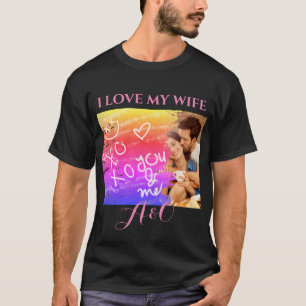 T-shirt Photo I Love My Wife XOXO Rainbow Watercolor
