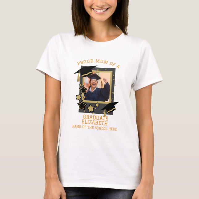 T-shirt Photo personnalisé « Fière maman d'un diplômé » (Devant)