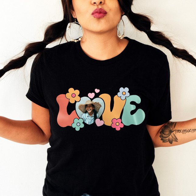 T-shirt Photo personnalisée Amour Coeur Fleur Hippie (Créateur téléchargé)