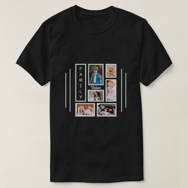 T-shirt Photo personnalisée Collage Design Hommes Noir (Design devant)