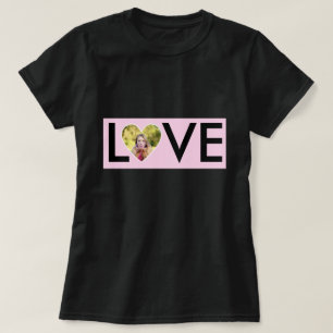 T-shirt Photo personnalisée dans le cadre de coeur rose bé