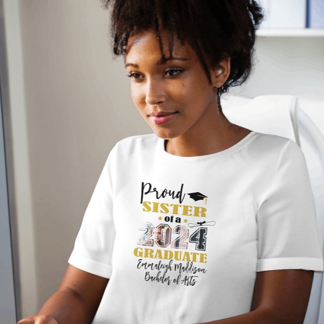 T-shirt Photo personnalisée de la Soeur Fière 2024 Diplômé (Créateur téléchargé)