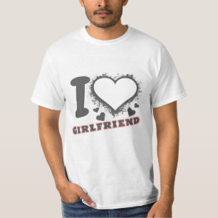 T-shirt Photo personnalisée I Love My Girlfriend I heart G